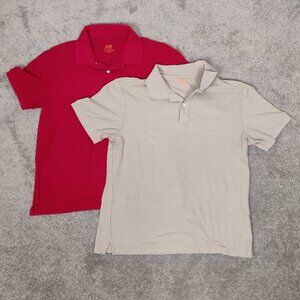 Joe Fresh Men's Polo Shirt 2 Pcs Size L Beige Red Cotton Summer Casual Daily